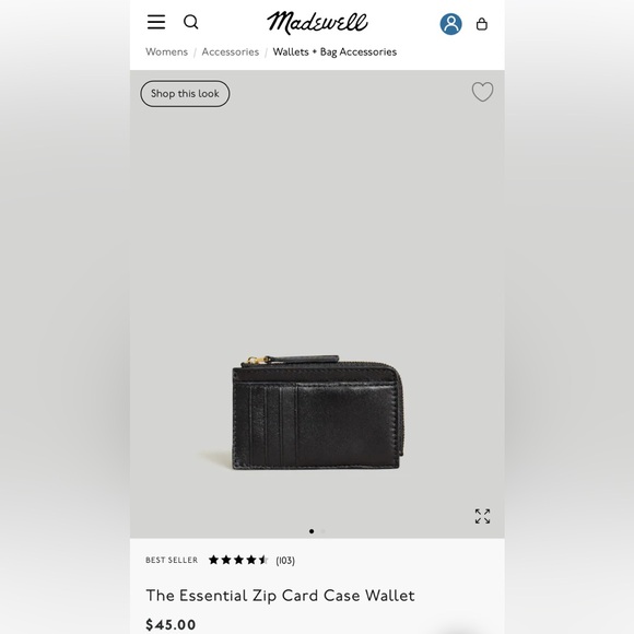 Madewell Classic Black Leather Card Holder - Picture 1 of 5